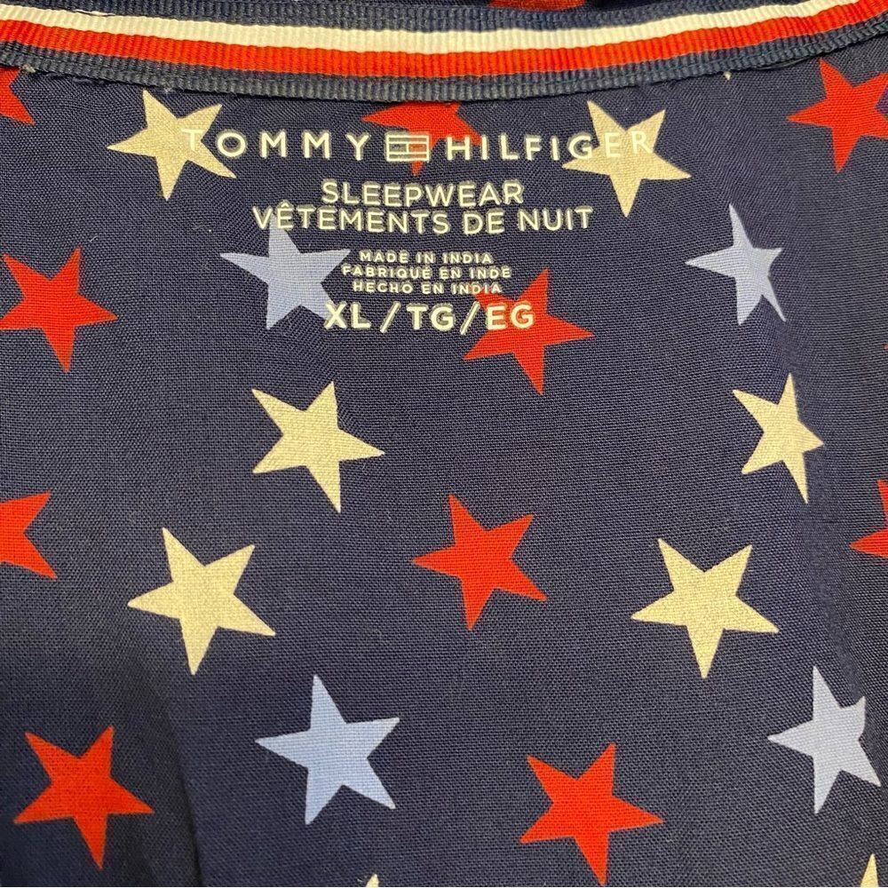 Tommy Hilfiger USA red white blue star American patriotic button up tie front XL - Picture 6 of 7